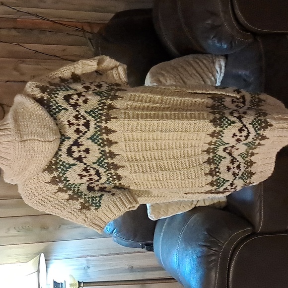 Aeropostale Chunky Hooded Short Sleeve Open Front Knit Sweater Wool Blend Size L - Picture 6 of 10